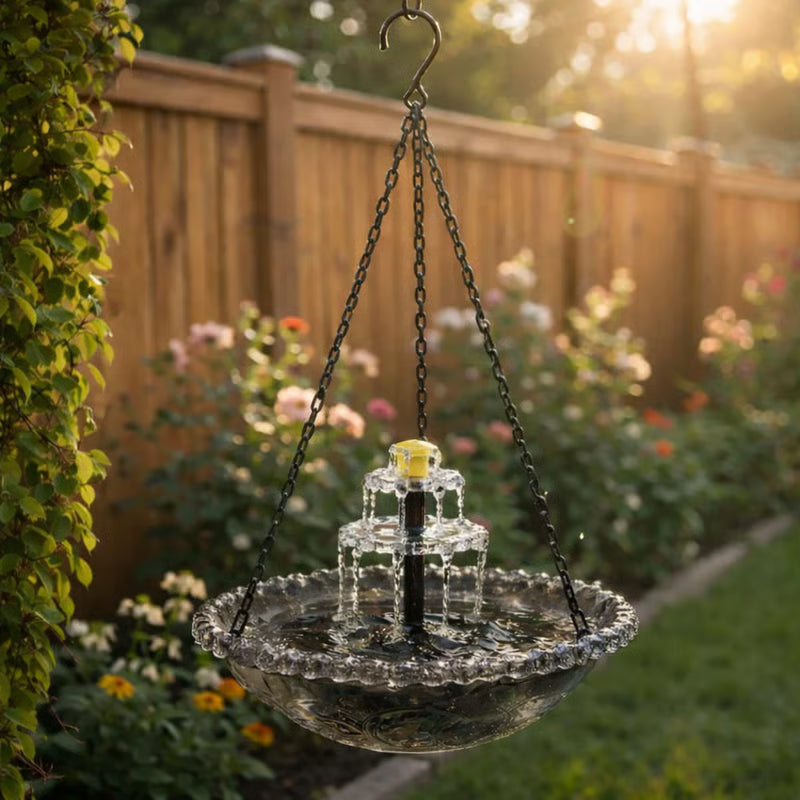 ⛲Hanging Solar Bird Bath Fountain — Turn Your Garden Into A Bird Paradise🐦