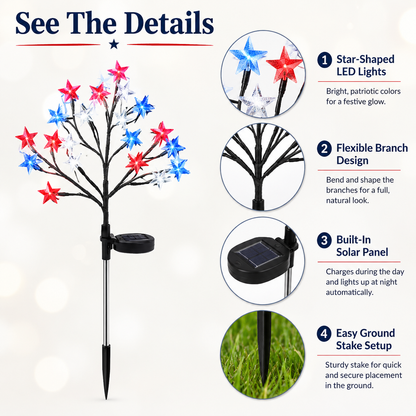 Red, White & Blue Yard Glow — Patriotic Solar Starburst Garden Lights